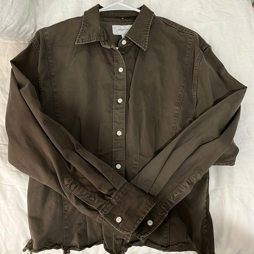 Current/Elliott Womens Shirt Tella Pintucked Button Front Size 3 (Large)